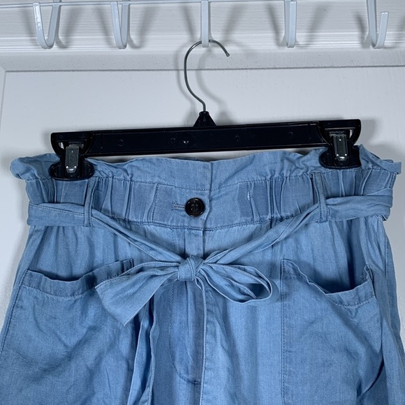 Atelier Reve Light Blue Lightweight Wide Leg Belted Pants Size 6 EUC #DS-0297 - Picture 2 of 5